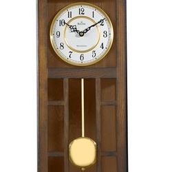 Bulova Mayfair Triple Chiming Wooden Pendulum Wall Clock Antique Walnut Finish C4337 (Brand New)