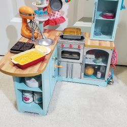 American Girl Doll Kitchen Set With Accessories