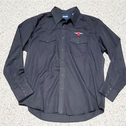 NEW Men's Wrangler Black Button Down Dress Shirt