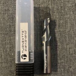 2-flute end mill with dimensions of 5/8" diameter, 1.25" flute length, 5/8" shank diameter, and 3.5" overall length