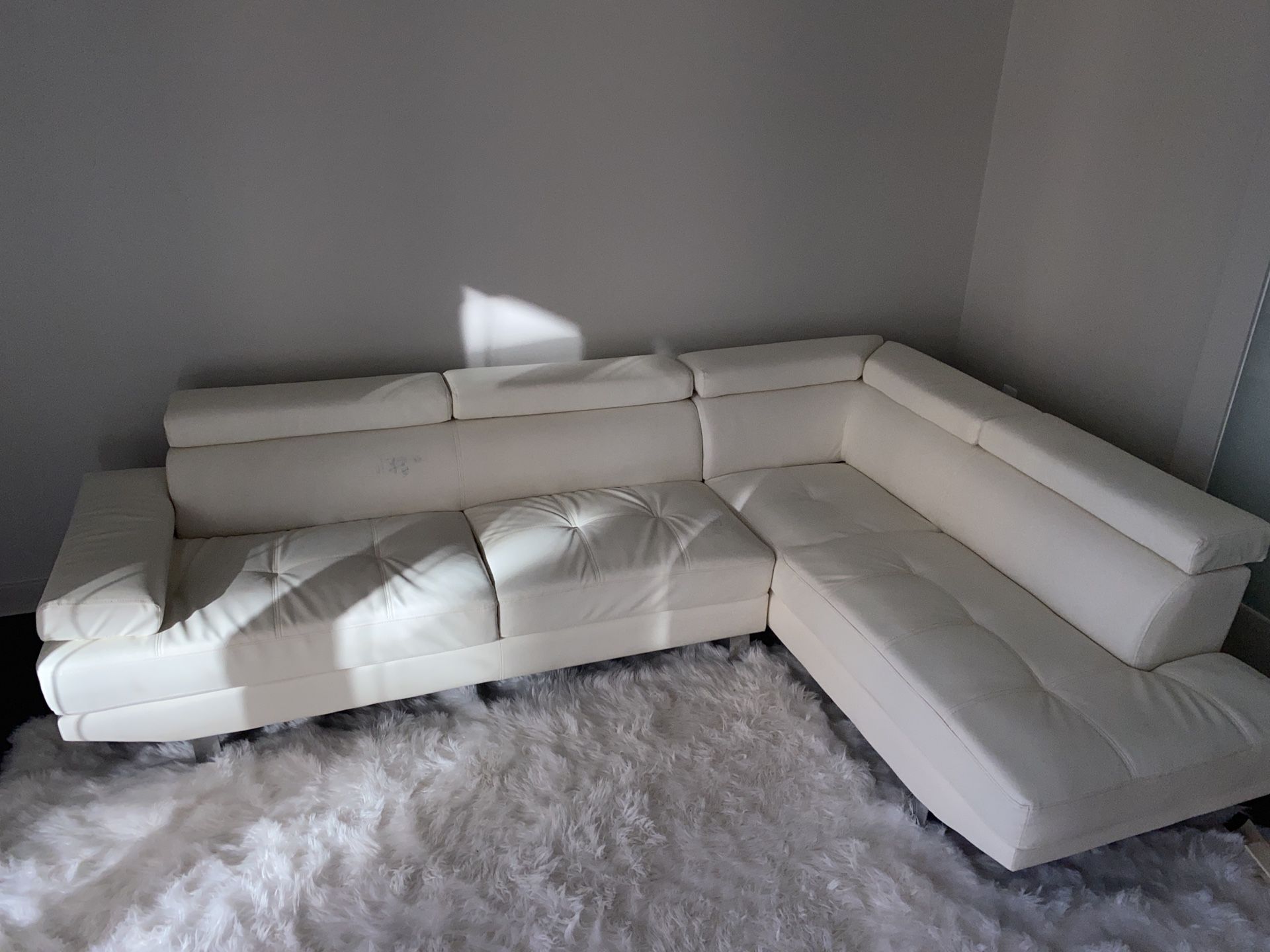 White Leather Sectional Sofa - Modern