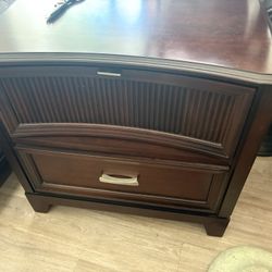 Queen Size Pillow, Top Mattress, And Box Springs With Beautiful, Walnut, Headboard, And Footboard