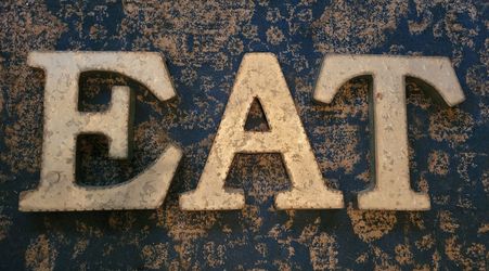 Tall Rustic Galvanized Metal Letters - Spell "EAT"