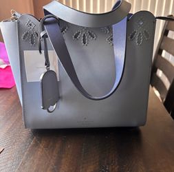 Kate Spade blue leather tote with embossed detail