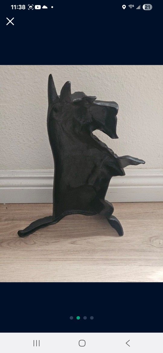 Antique Cast Iron Black Scottie Dog Door Stop - 16”