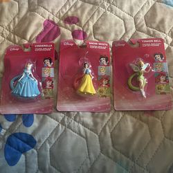 DISNEY PRINCESS Figural Bag Clips Tinker Bell Cinderella And Snow White 