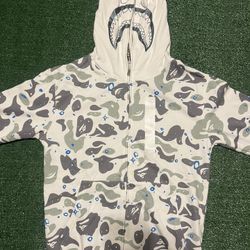 White & Blue Camo BAPE Shark Zip-up Hoodie 