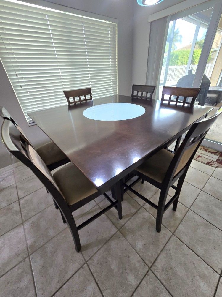 Great 52" X 52" DINNING TABLE WITH LAZY SUSAN IN THE CENTER