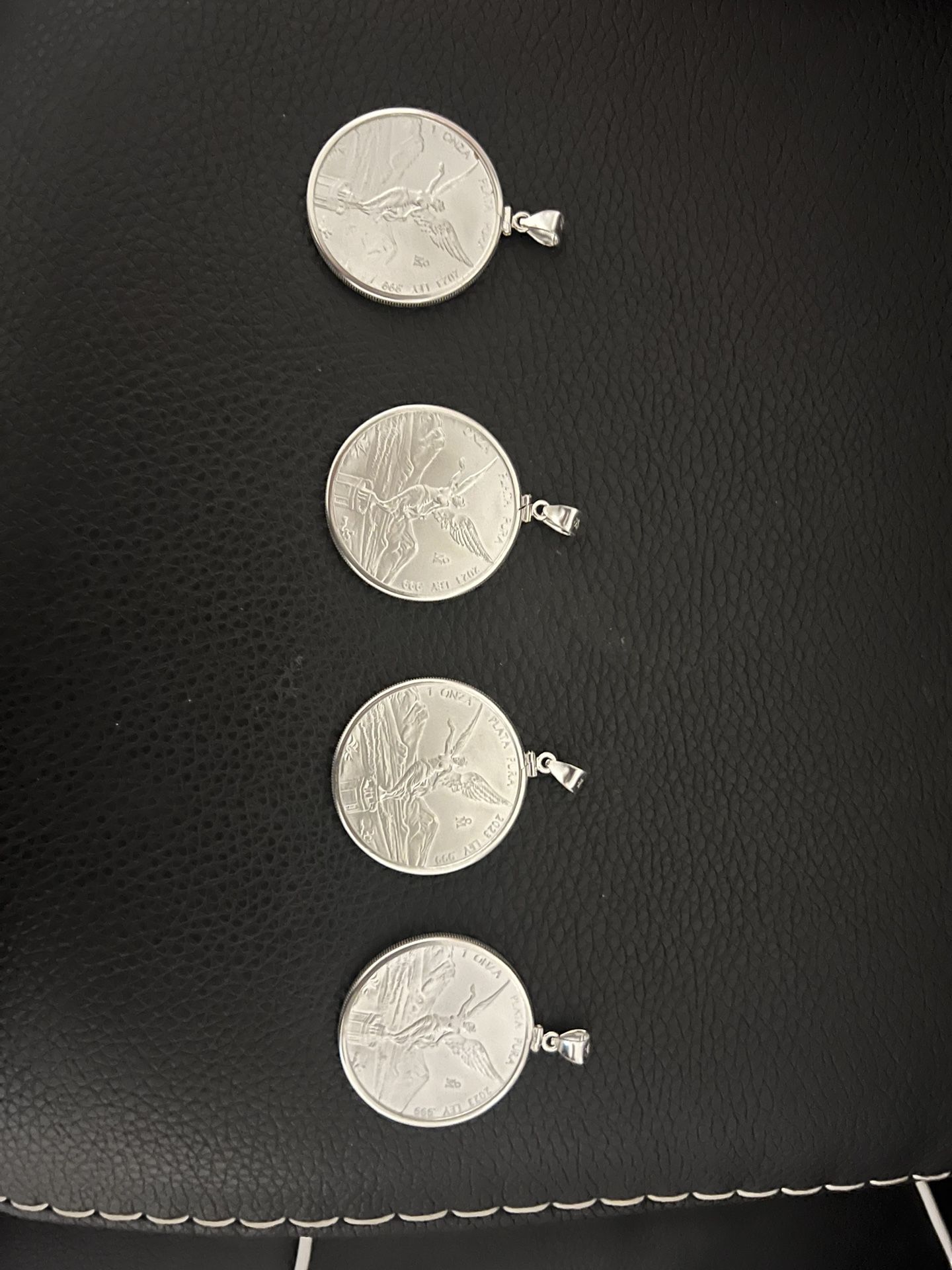 Silver Centenario Mexican Coin With Bezel