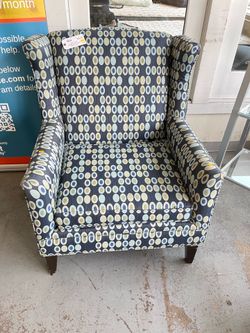 Blue green polka dot chair (in store)