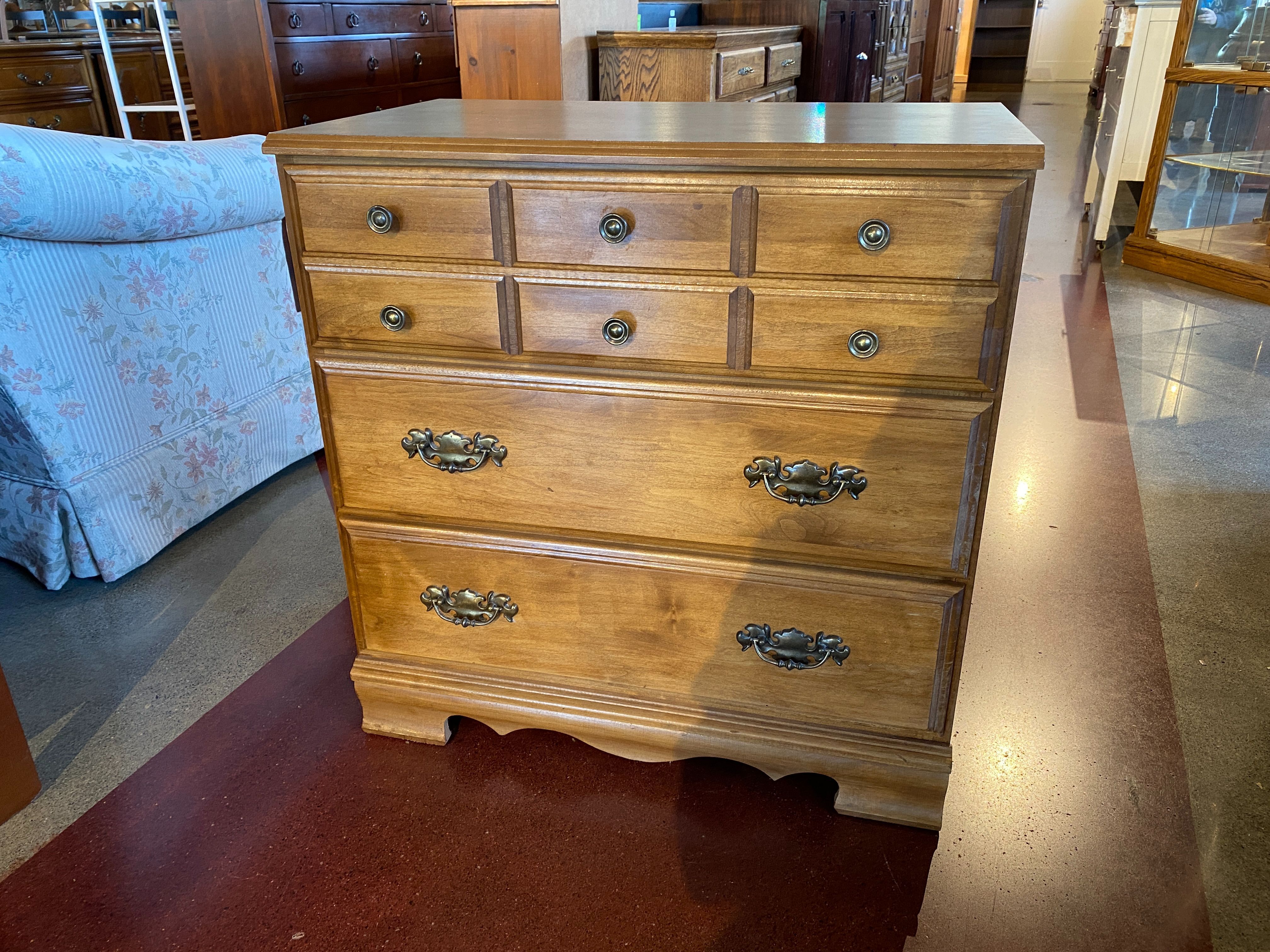 Vintage Medium Wood Three Drawer Dresser
