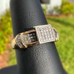 Jewelry Antique 10k solid yellow gold natural diamond 0.30CTW square top ring sz 7.00