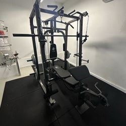 Vesta Fitness Smith Machine 1001 w/Bench Attachment | 245lb Cast Iron Olympic Weights | 7ft Olympic Bar | Fitness | Gym Equipment | FREE DELIVERY 🚚 