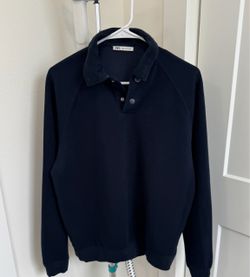 ZARA Navy Collared Snap Button Pullover Sweatshirt Size S