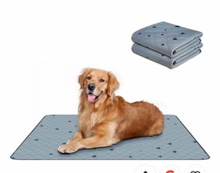Washable Pee Pads for Dogs, Reusable, Absorbent, Leakproof, Non Slip Pet Puppy Pads for Potty Training. Gray Stars, 36x72 Inch(2pack)
