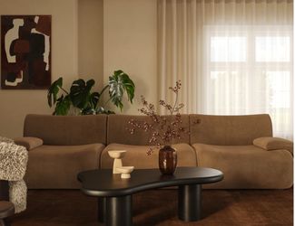 116.5" Latte Brown Performance Velvet Modular Sofa (T) $1699  FREE LOCAL DELIVERY  