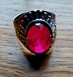 Vintage USSR Statement Ring - Sterling Silver With Ruby 