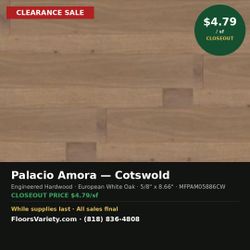 Palacio Amora Cotswold Engineered Hardwood Flooring - Clearance