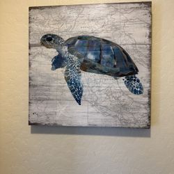 🐢 Coastal Sea Turtle Wall Art – Nautical Beach Decor