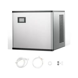Commercial Ice Machine 136kg/24h, 50cm Stainless Steel Industrial Ice Maker, Self-Cleaning and Programmable, Modular Ice Cube Maker for Restaurants an