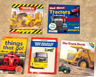 Trucks, tractors, construction-5 kids books-classroom, toy, nonfiction, reading, bulldozer