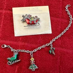 Judith Jack Sleigh Pin & Bracelet 