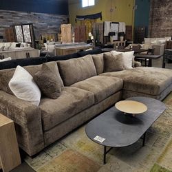 Beautiful Brown Sectional, Loveseat With Chaise , No Credit Needed 