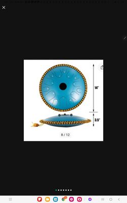 Tongue Drum 14 Notes, Dish Shape Drum, 14 Inches Dia. With Rope Decoration, Blue