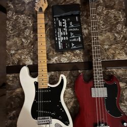 Peavey electric & Epiphone bass guitar