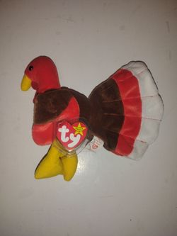 Brand New Ty Beanie Baby Turkey Plush - about 8 inches long