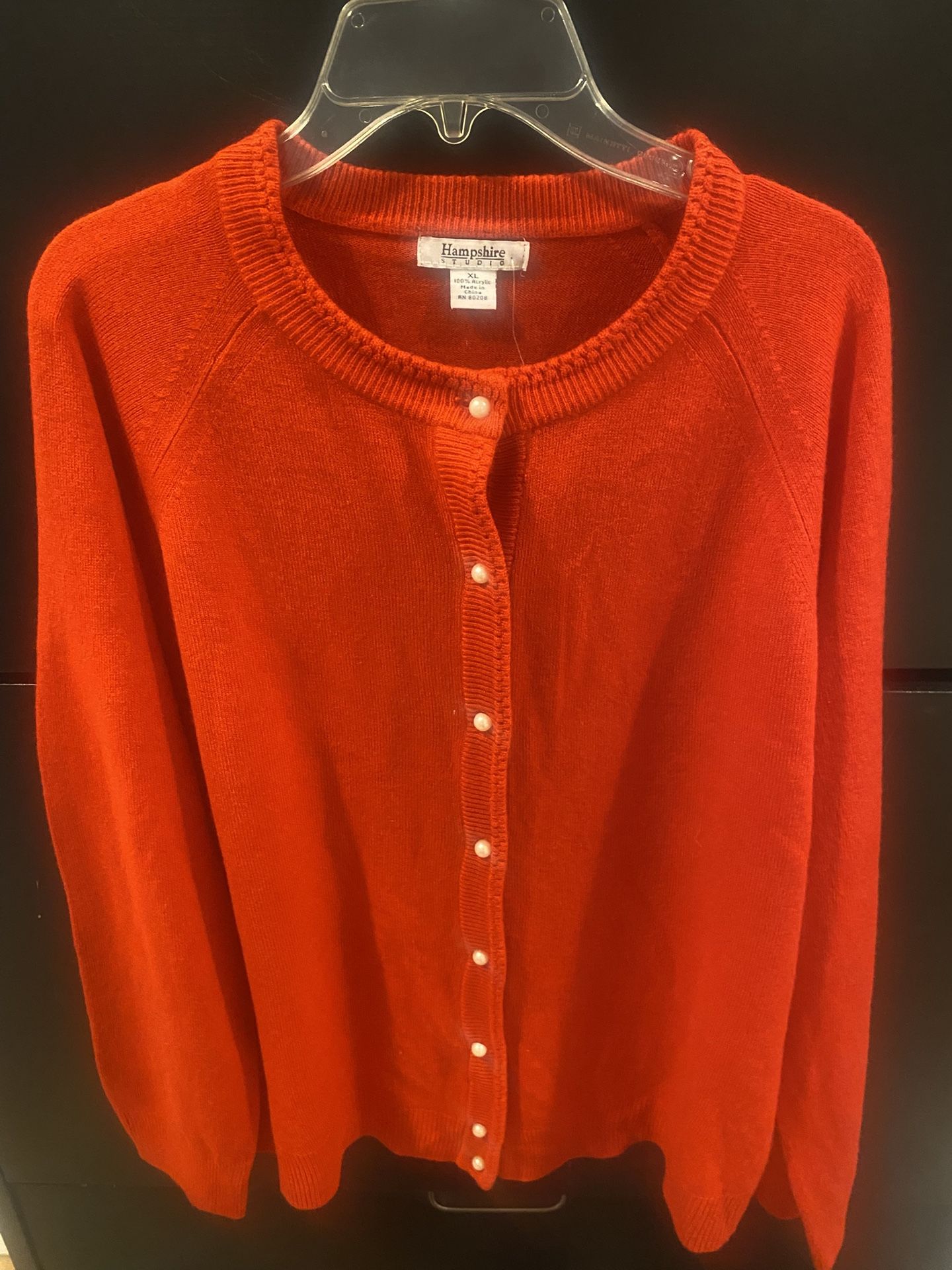 Hampshire Studio red button down long sleeve “pearl” buttons cardigan XL