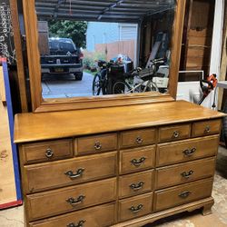 Solid Cherry Wood Dresser With Mirror