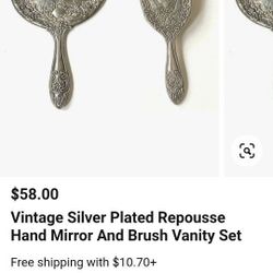 Vintage Stirling Silver Mirror, Brush, And Comb