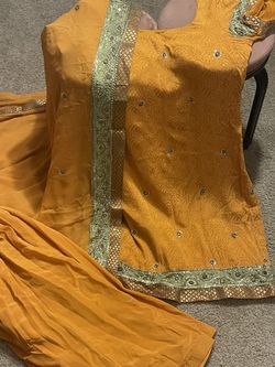 Mustard Embroidered Salwar Suit