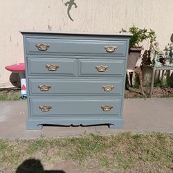 Light Grey Solid Heavy Wood Dresser, 34"H x 36"W x 20"D 