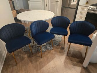 Blue velvet chairs, set of 4