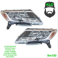 For 2013 2014 2015 2016 2017 Nissan Pathfinder with Halogen Headlight Assembly Left Right Driver Passenger Side Pair Set 2Pcs