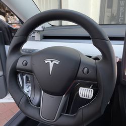 Tesla Model 3 or Y Custom Leather Steering Wheel