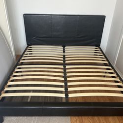 Black Faux Leather King Bed Frame