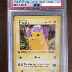 Pikachu Yellow Cheeks 1st Edition PSA 8