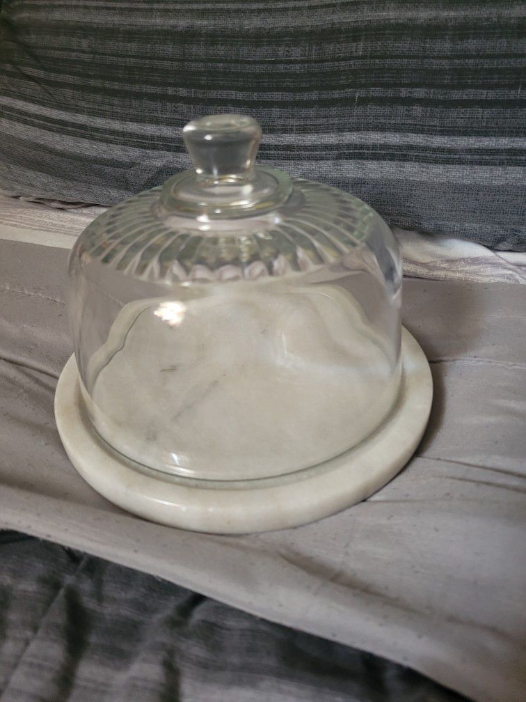 Vintage Marble Cheese Board With Dome 