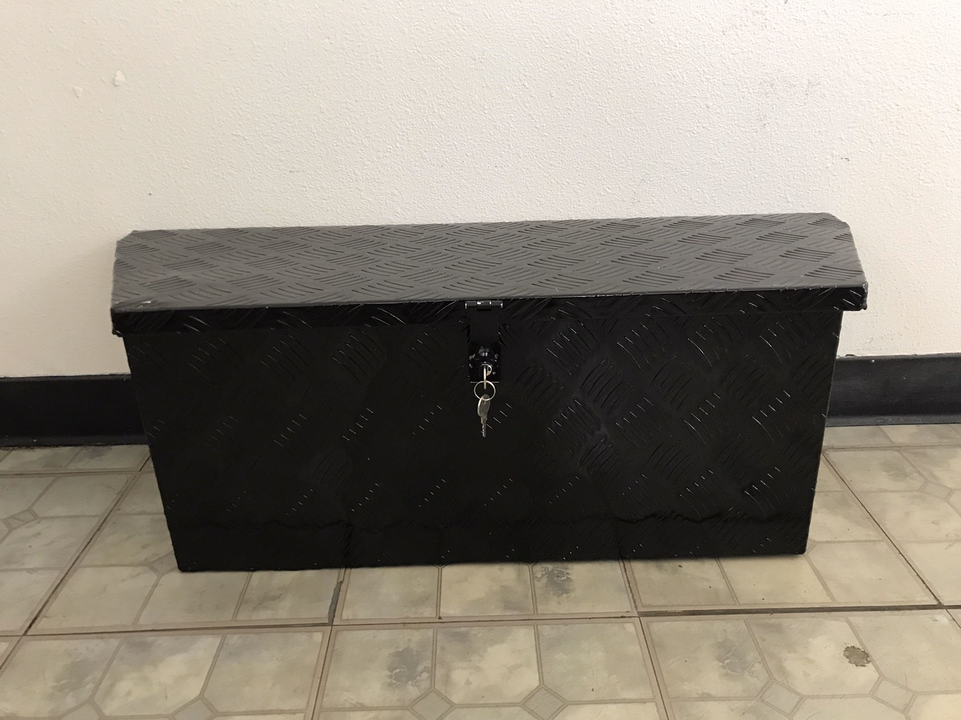 35” (long ) X 12” height Black aluminum tongue trailer tool box