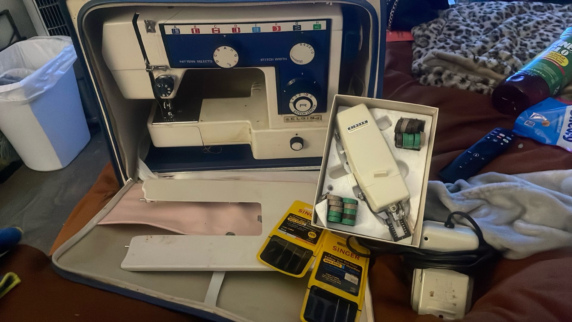 Singer Sewing Machine & Singer Button Holder