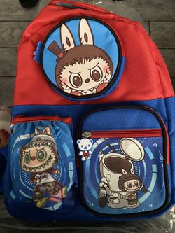 Red &blue Labubu Backpack And Pink Labubu Backpack 