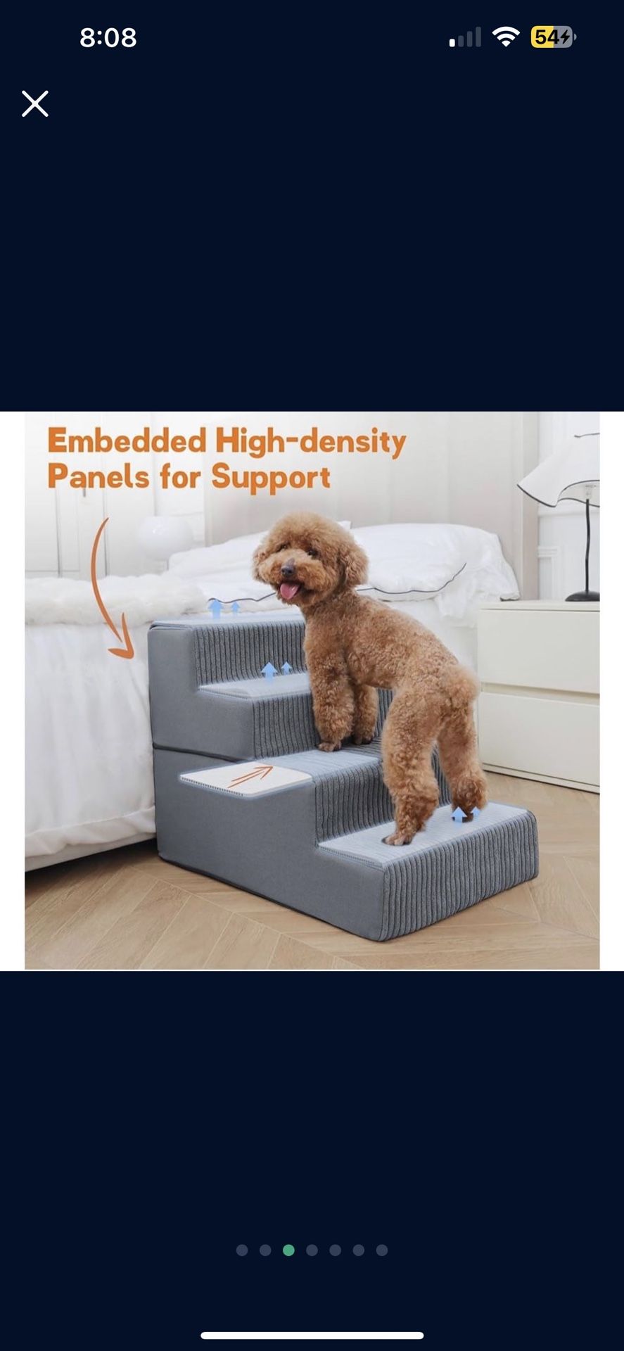 Supet Dog Stairs for Small Medium Large Dogs to Get on Bed, Dog Steps for High Bed Couch Car, Pet Stairs Steps for Cats Doggie Puppy