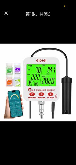 Digital pH EC Meter Smart Hydroponics pH Meter with WiFi for Real Time Large Screen with Multiple Pa