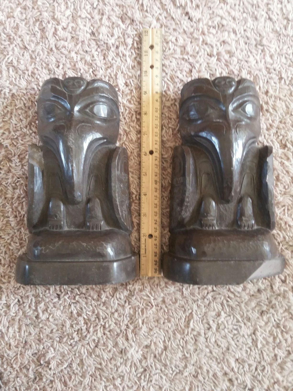 Vintage Pair of Amos Wallace Tlingit Totem Book Ends