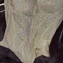 Small Bedazzled Nude Bodysuit