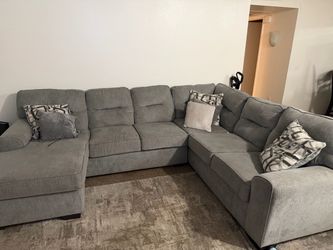 Large Gray U-Shaped Sectional Couch