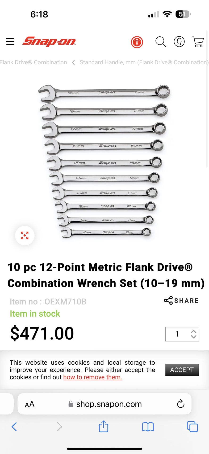 Snap On Wrench Set
